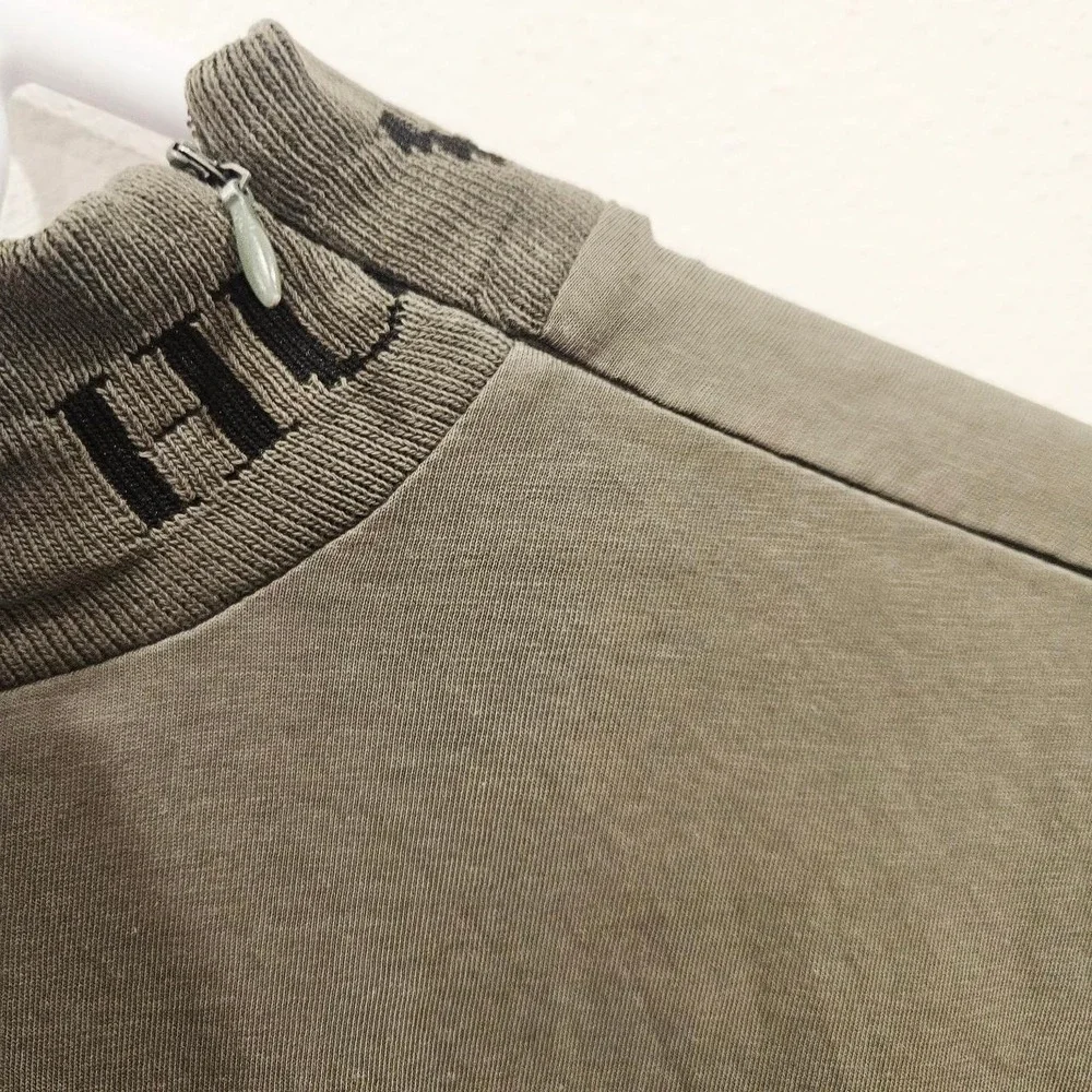 Won Hundred Staff Boxy T Shirt Logo On Collar  GreenCotton Boxy Fit Unisex M/L